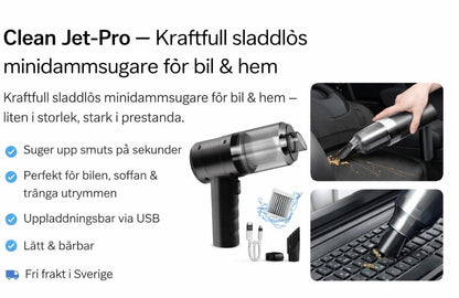 CleanJet-pro – Sladdlös Minidamsugare för Bil & Hem